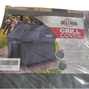 Grillman Grill Cover 64" Gray Heavy Duty Wind Resistant BBQ  NWT